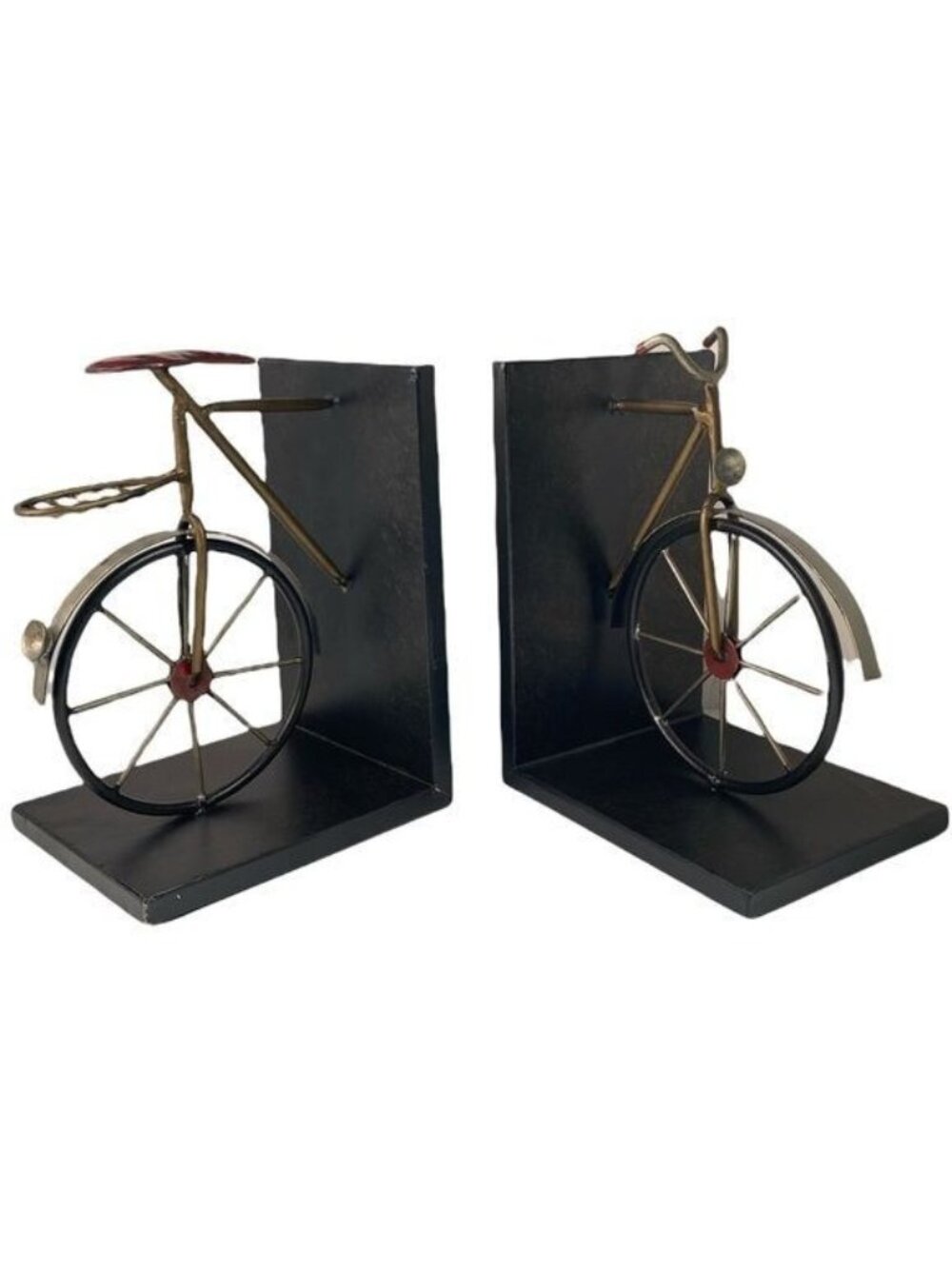 Painted Hammered Metal Bicycle Bookends